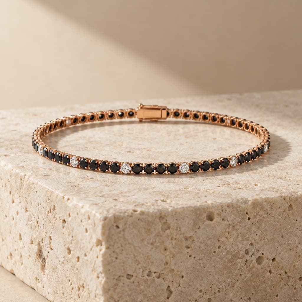 Design render of the Noir black and white tennis bracelet