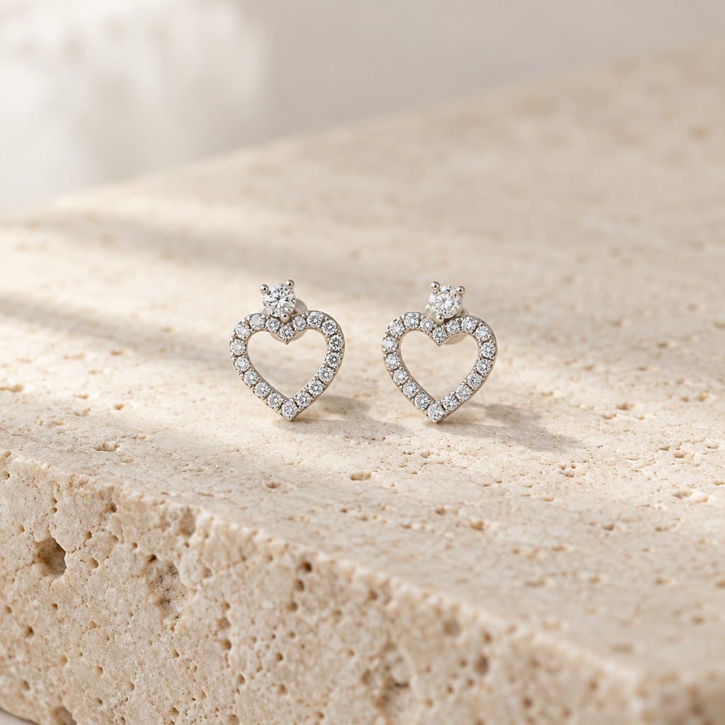 Design render of the Amour open heart studs