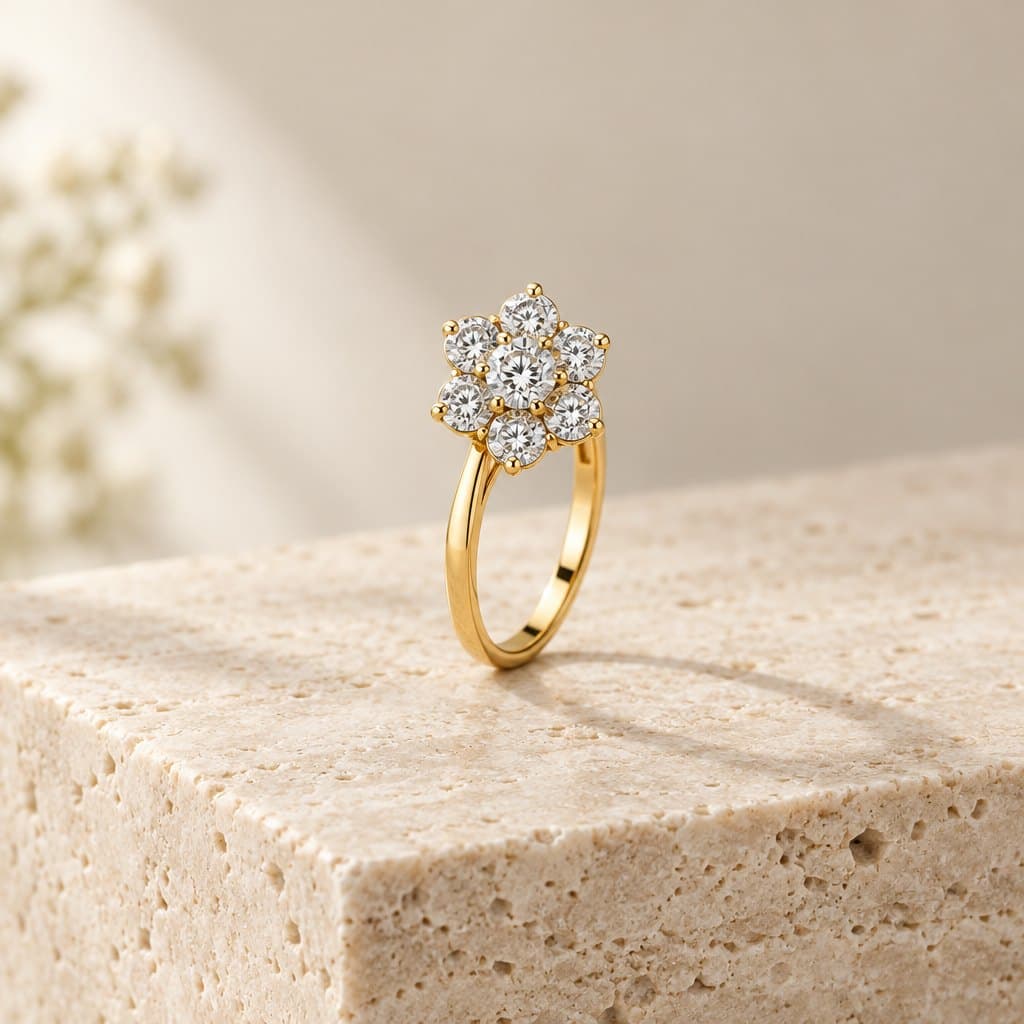 Design render of the Bloom flower cluster ring